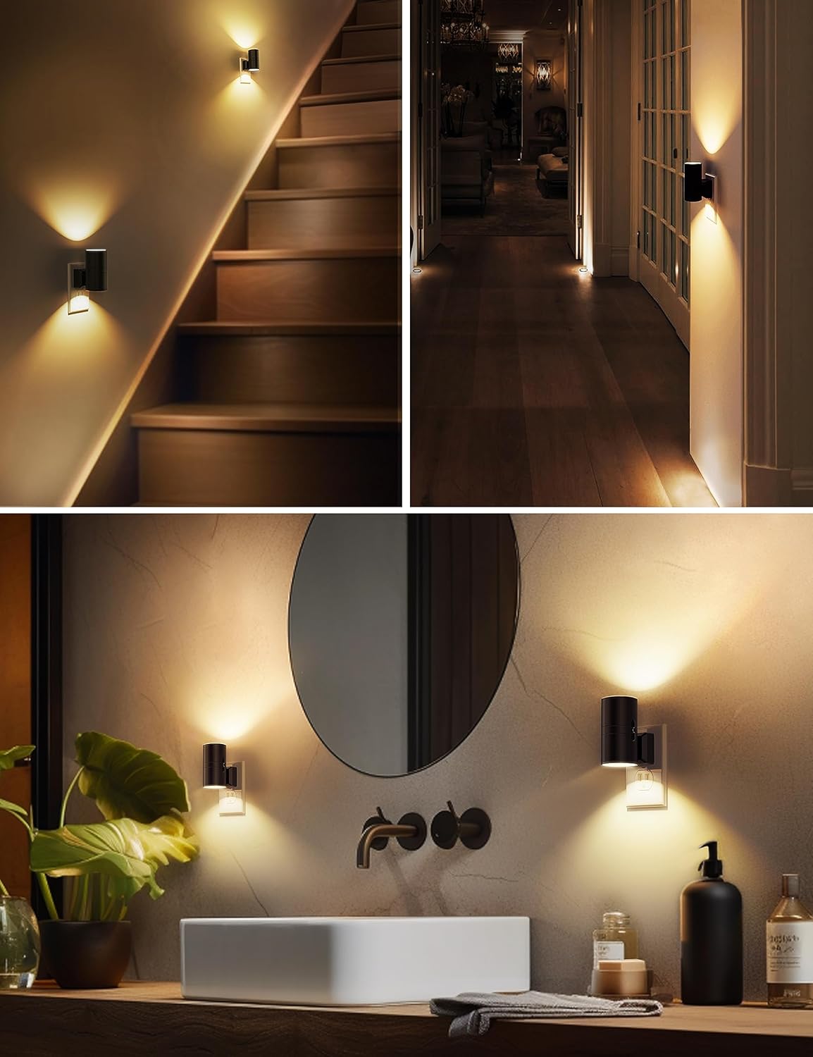 LED Night Light Plug-in – Dimmable 3 Modes, Dusk to Dawn for Bathroom & Hallway